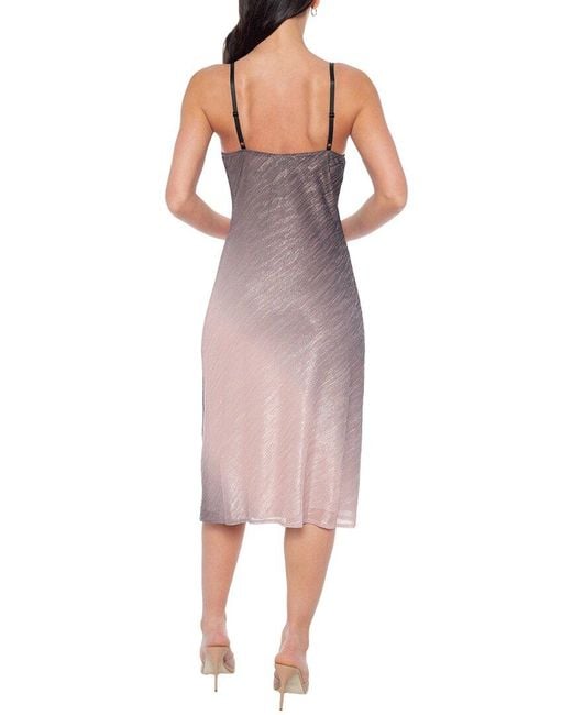 Bebe Pink Ombre Pleat Cowl Midi Dress