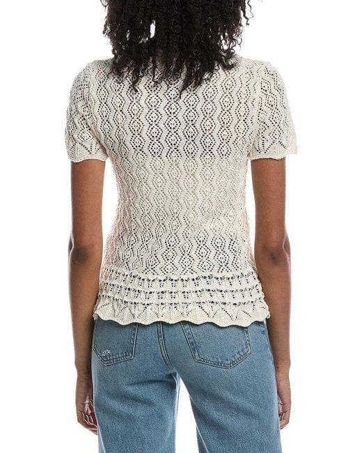 Current/Elliott White Pointelle Knit Pullover Blouse
