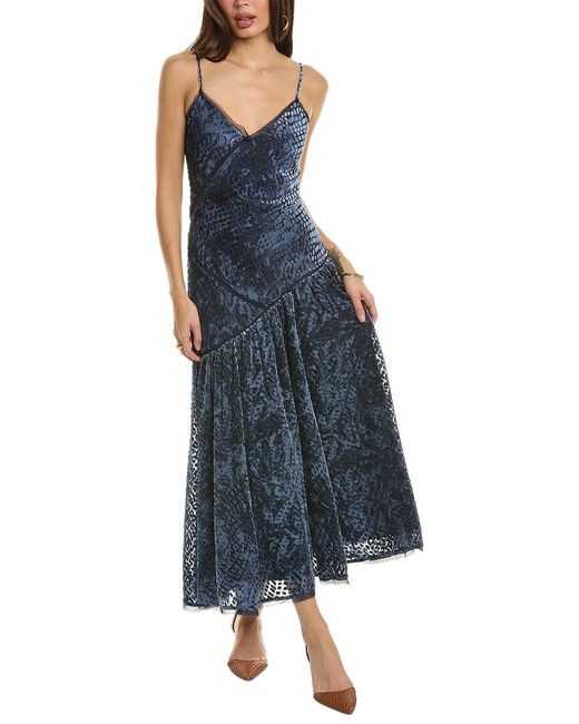 Ulla Johnson Blue Elodie Silk-blend Midi Dress