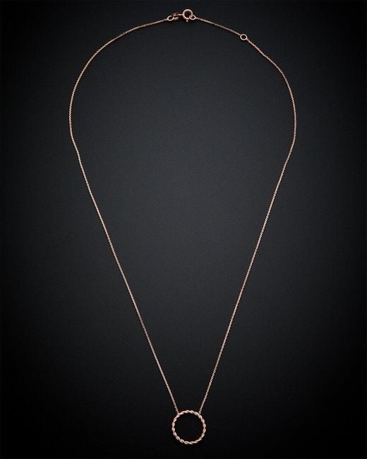 Italian Gold Black 14k Italian Rose Gold Twisted Circle Necklace