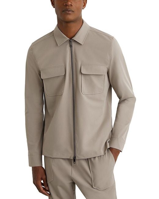 Reiss Gray Ascend Technical Zip T Casual Shirt for men