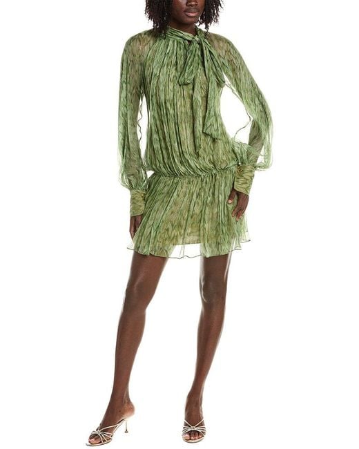 Alexis Green Hailey Silk-Blend Mini Dress