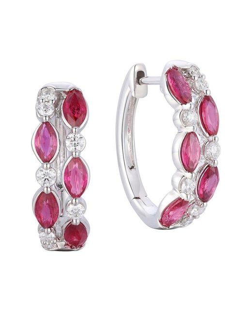 Gregg Ruth Pink 14K 1.90 Ct. Tw. Diamond & Ruby Huggie Earring