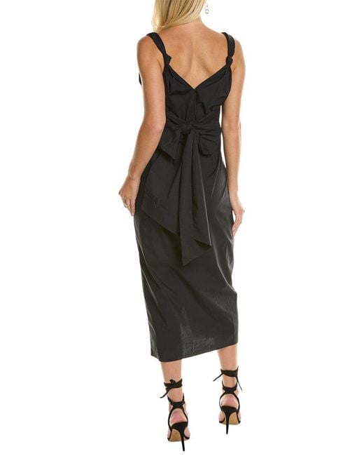 Rebecca Taylor Black Poplin Whisper Rose Midi Dress