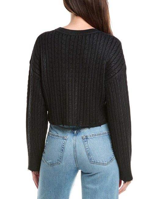 Sandro Black Cropped Wool-Blend Sweater