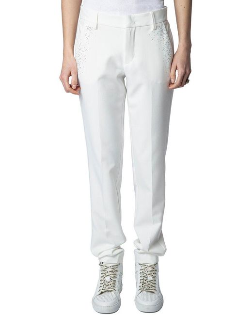 Zadig & Voltaire White Prune Strass Rain Pant