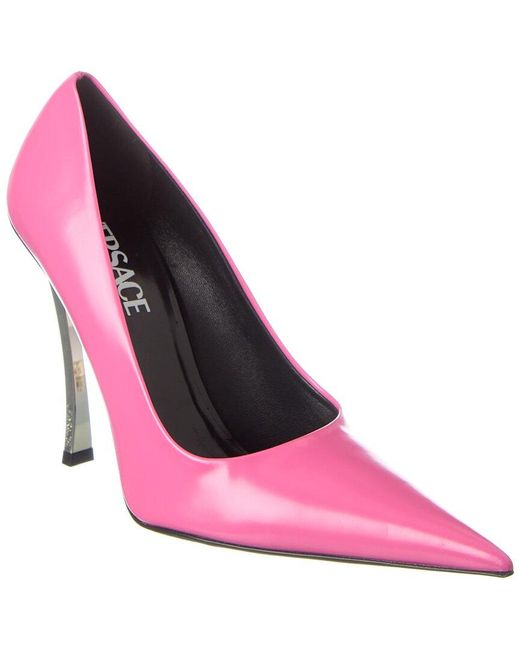 Versace Pink Pin Point Leather Pump