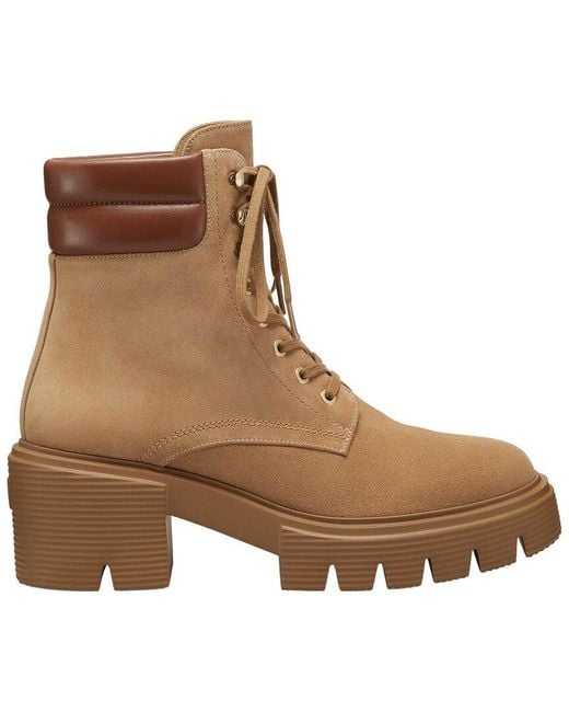 Stuart Weitzman Brown Soho Lace-Up Suede Bootie