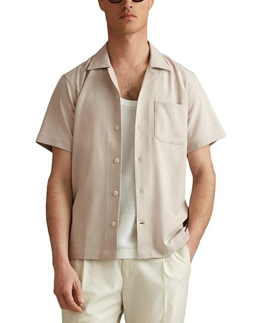 Reiss Natural Nitu Cuban Herringbon Top for men
