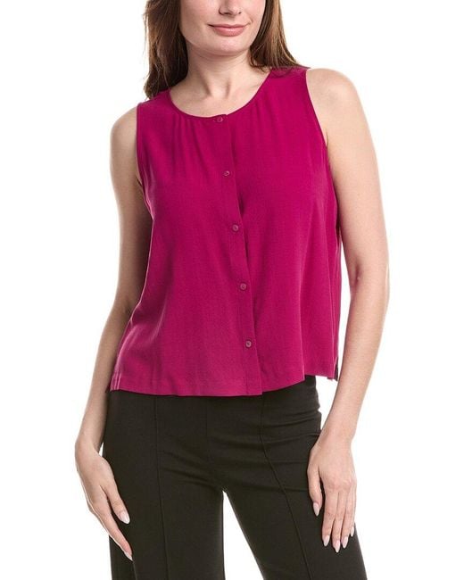 Eileen Fisher Red Silk Vest