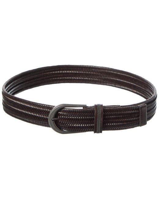 Brunello Cucinelli Black Woven Leather Belt