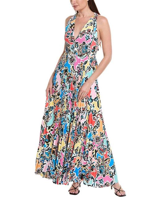 MILLY White Oria Rainbow Oasis Maxi Dress
