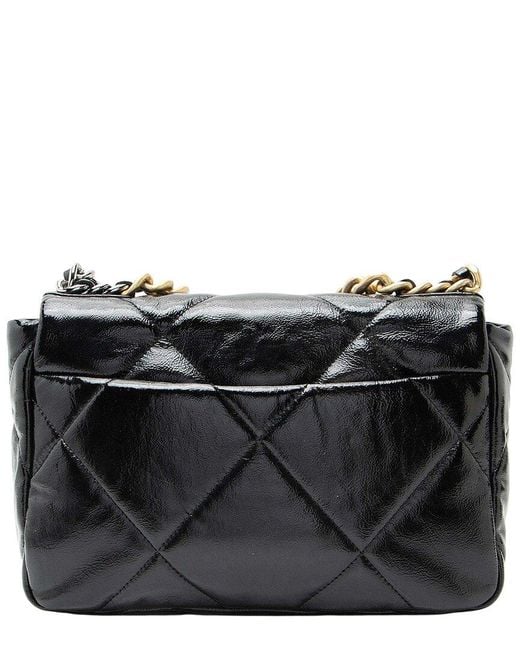 Chanel Black Calfskin Shiny Crumpled 19 Medium Flap Shoulder Bag (authentic Pre-loved)