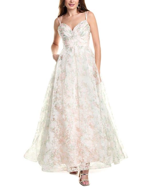 Jovani White Burnout Organza Gown