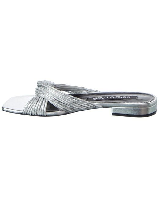 Sergio Rossi Metallic Akida Leather Sandal