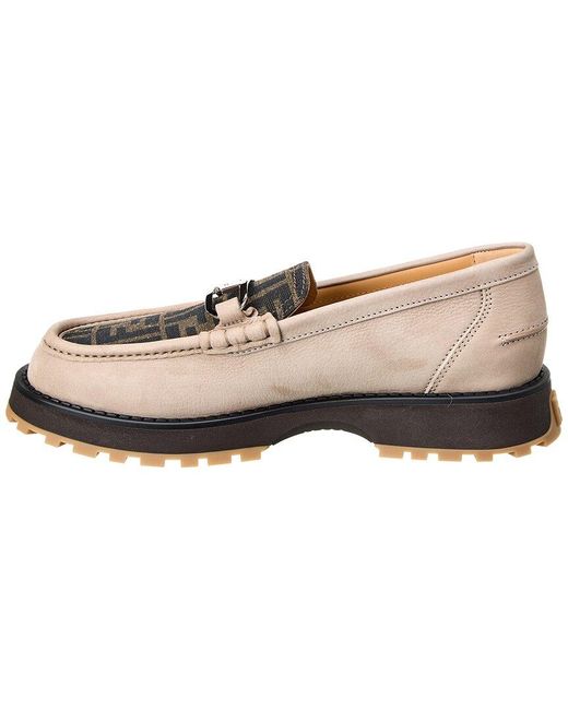 Fendi White O'lock Ff Leather Loafer for men