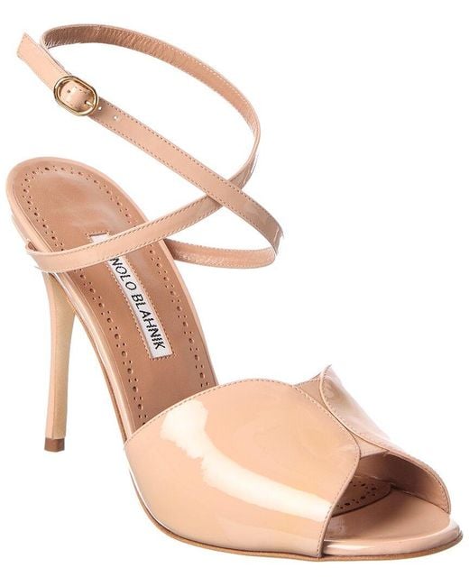 Manolo Blahnik Metallic Hourani 105 Patent Sandal