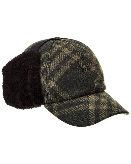 Burberry Green Wool & Shearling Trapper Cap