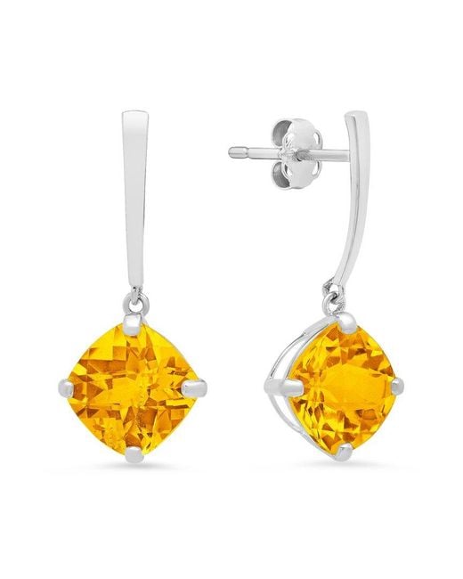 MaxColor Metallic 14k 3.20 Ct. Tw. Citrine Drop Earrings
