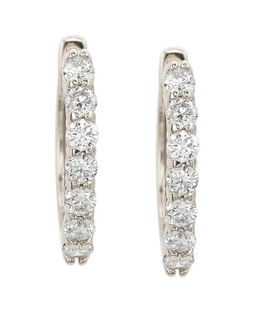Suzy Levian White 14k 1.00 Ct. Tw. Diamond Huggie Earrings