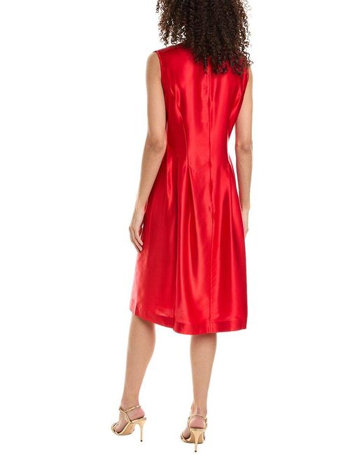 Frances Valentine Red Florencia Silk A-line Dress