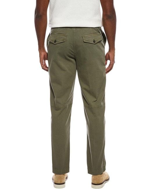 Isaia Green Linen-Blend Trouser for men