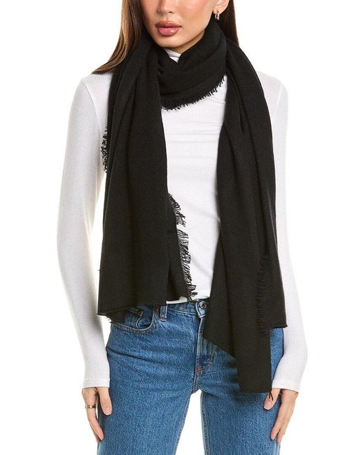 Amicale Cashmere Black Fringe Jersey Cashmere Travel Wrap