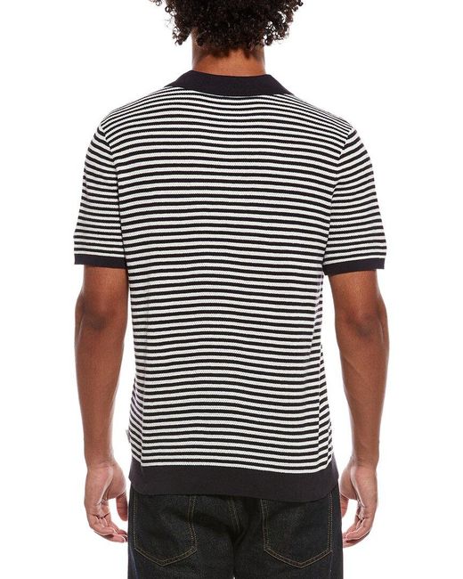 Onia Blue Textured Knit Polo Shirt for men