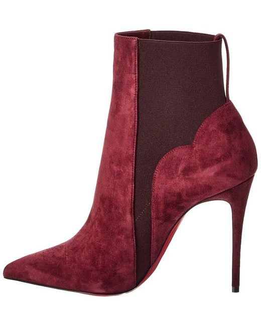 Christian Louboutin Red Chelsea Chick 100 Suede Bootie