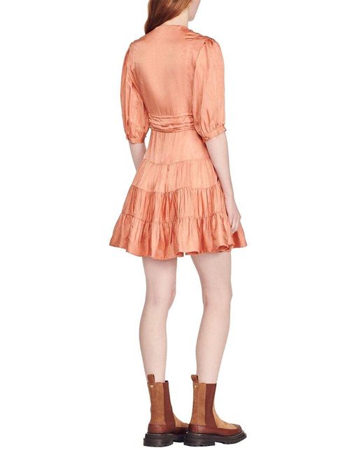 Sandro Orange Woven Dress