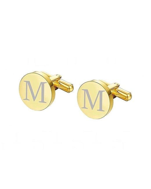 Stephen Oliver Metallic 18k Plated M Initial Cufflinks for men