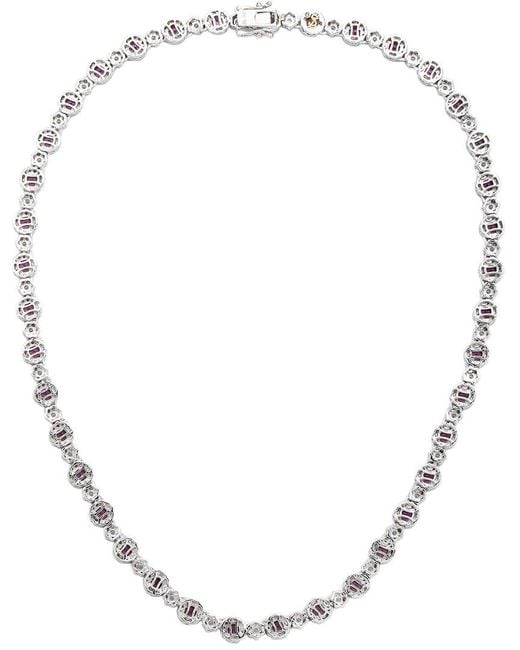 Suzy Levian Natural Silver 0.02 Ct. Tw. Diamond & Sapphire Statement Necklace