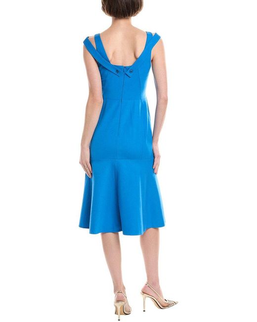 Akris Blue Silk-Blend Sheath Dress