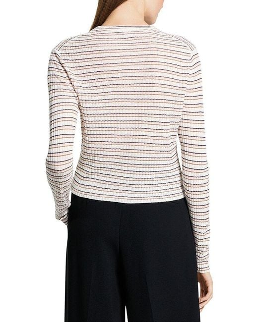 Theory White Linen-Blend Crop Cardigan