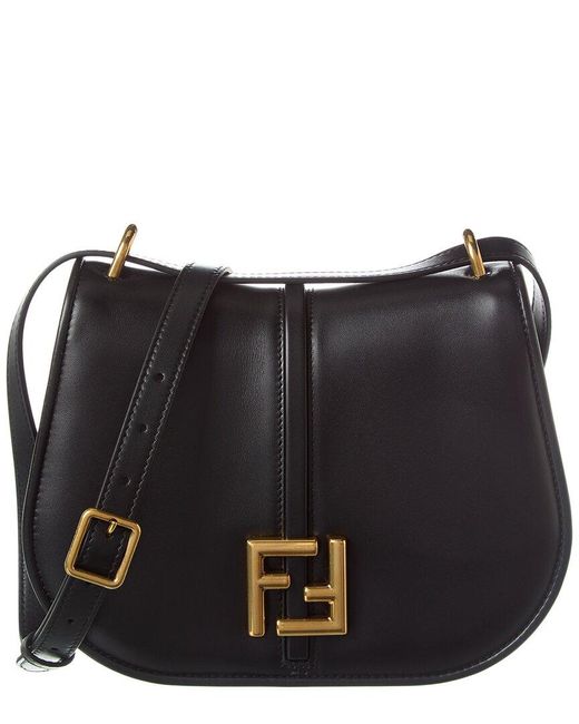 Fendi Black C'mon Medium Leather Shoulder Bag