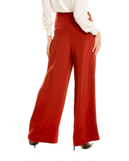 St. John Silk Wide-leg Pant in Red | Lyst