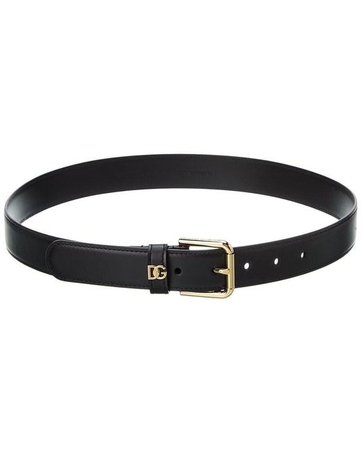 Dolce & Gabbana Black Dg Logo Leather Belt