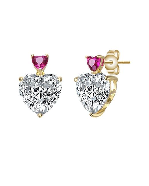 Genevive Jewelry White 14k Over Silver Cz Drop Earrings
