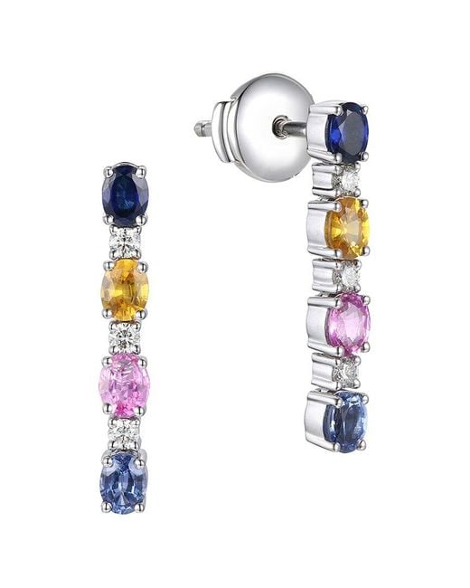 Gregg Ruth White 14K 1.93 Ct. Tw. Diamond & Multi Sapp Earring
