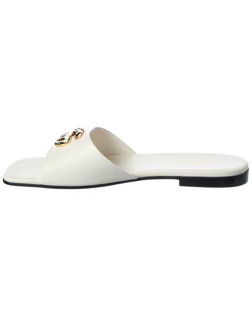 Gucci White Double G Leather Sandal