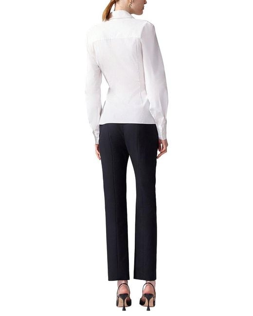 Carolina Herrera White Collared Wrap Top
