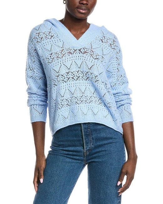 Autumn Cashmere Blue Sequin Pointelle Cashmere-Blend Hoodie