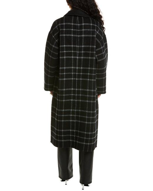 Rag & Bone Black Thea Plaid Wool Coat