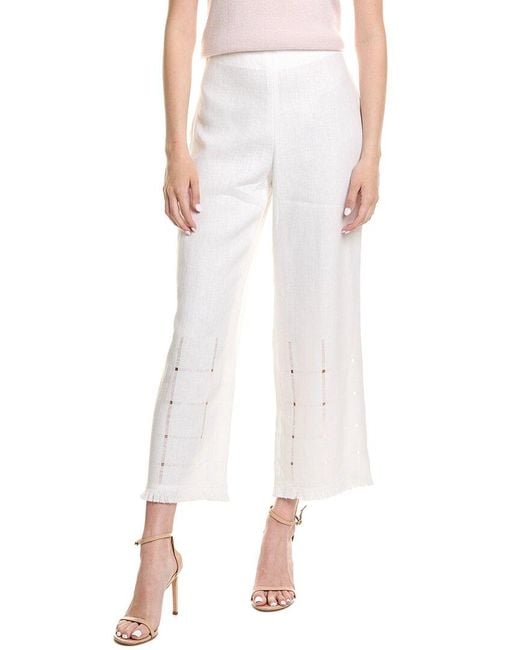 Lafayette 148 New York White Ajour Linen Pant