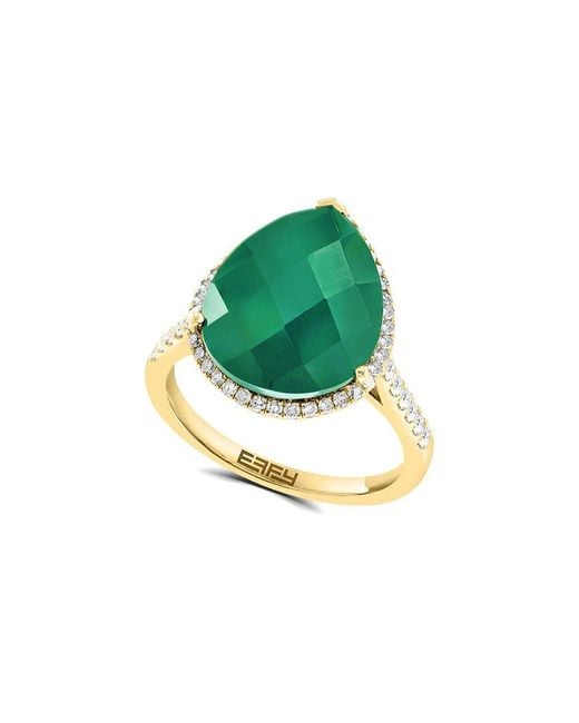 Effy Fine Jewelry Green 14K 6.17 Ct. Tw. Diamond & Onyx Ring