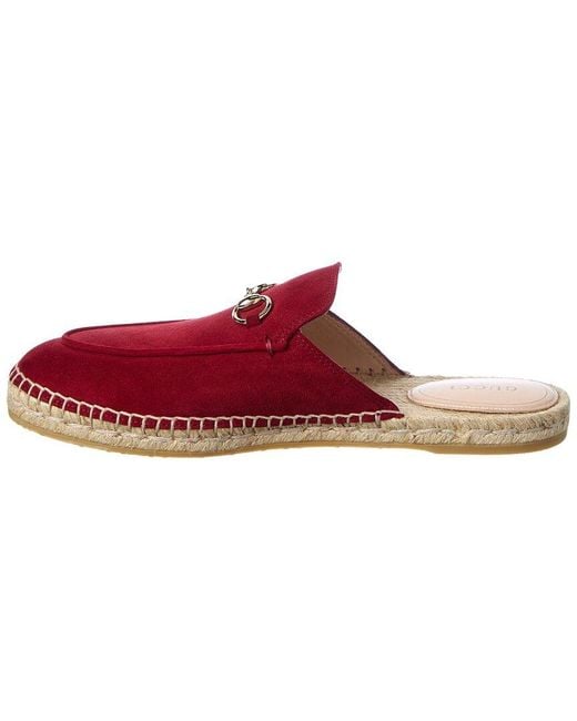 Gucci Red Horsebit Suede Mule