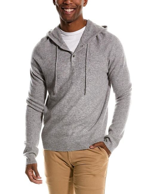 Magaschoni Gray Cashmere Henley Hoodie for men