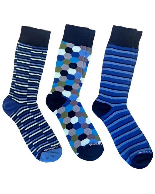 Unsimply Stitched Blue Set Of 3 Sock for men