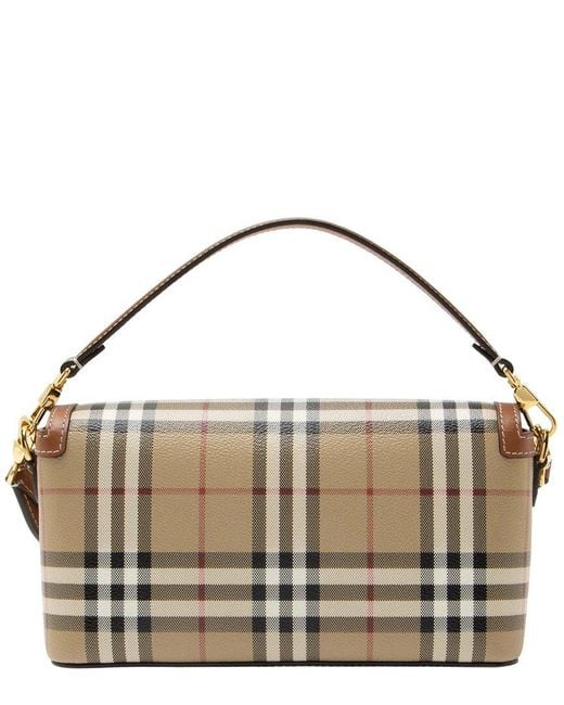 Burberry Metallic Beige Leather Vintage Check Note Shoulder Bag (authentic Pre-loved)