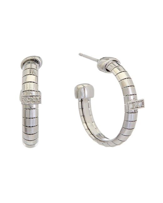 Meshmerise White 18k Over Silver 0.06 Ct. Tw. Diamond Earrings